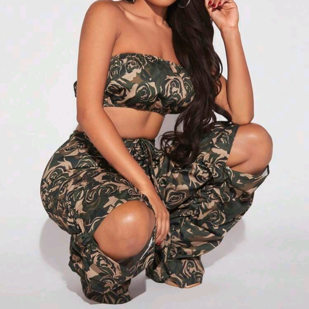 Floral Camouflage Two-Piece Set